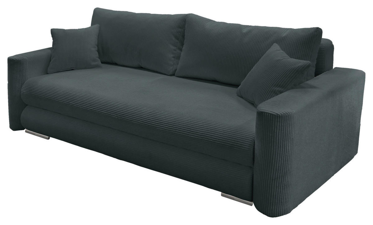 SCHLAFSOFA  mit Liegefunktion Cord Dunkelgrau  - Dunkelgrau/Silberfarben, Design, Kunststoff/Textil (232/88/105cm) - MID.YOU