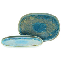 SERVIERPLATTEN-SET YUKI 33/23 cm  - Blau/Grün, Basics, Keramik (33/23cm) - Creatable