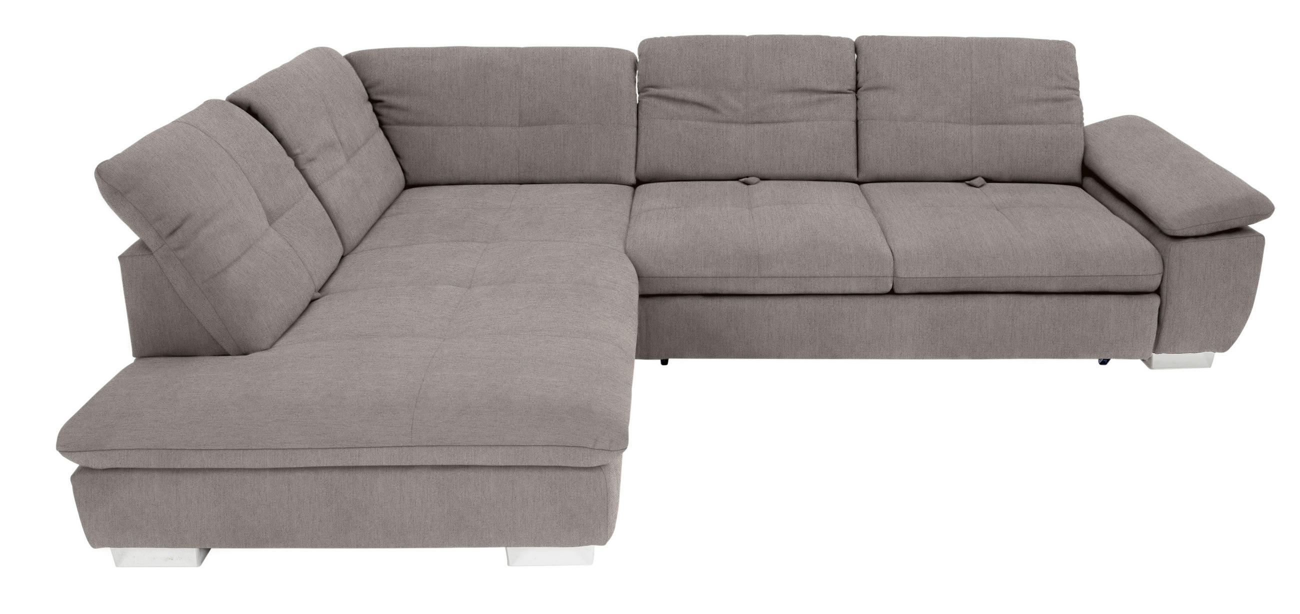 ECKSOFA Hellgrau Chenille  - Chromfarben/Hellgrau, Design, Textil (242/313cm) - Xora