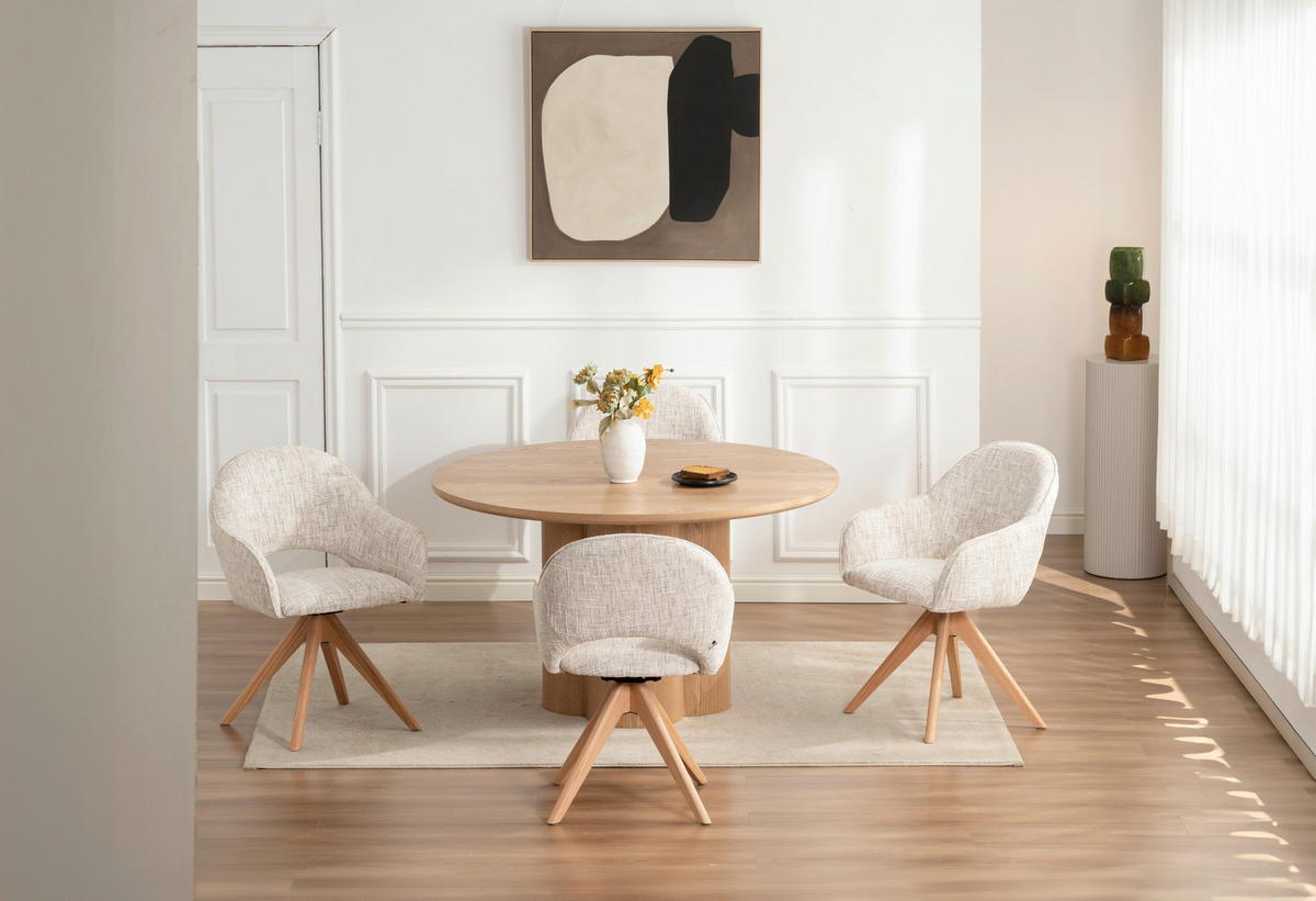 ESSTISCH 120/120/75 cm Echtholz, Nachbildung  Holz, Wellpappe rund Eichefarben  - Eichefarben, Design, Holz/Wellpappe (120/120/75cm) - Niels Andersson