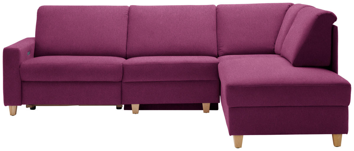 ECKSOFA in Flachgewebe Beere  261/203 cm  - Eichefarben/Beere, KONVENTIONELL, Holz/Textil (261/203cm) - Sedda