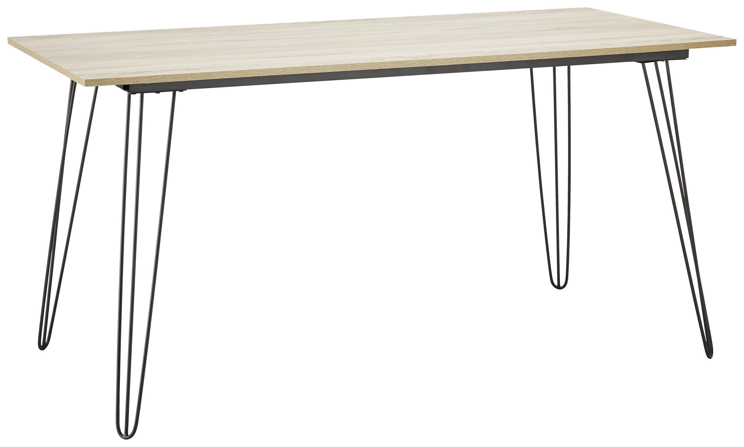 SCHREIBTISCH 150/70/75 cm in Schwarz, Eichefarben - Eichefarben/Schwarz, MODERN, Holzwerkstoff/Metall (150/70/75cm) - MID.YOU