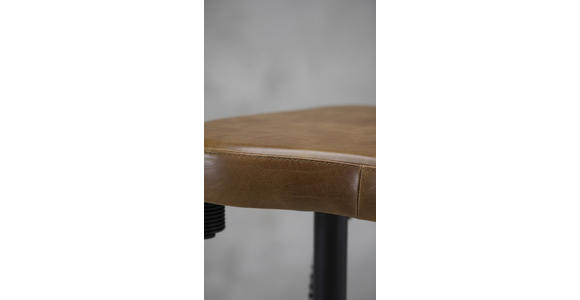 BARHOCKER Echtleder Braun, Schwarz Eisen  - Schwarz/Braun, LIFESTYLE, Leder/Metall (41/77/41cm) - Landscape