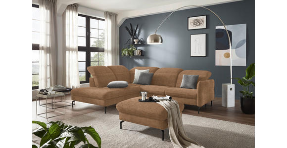 ECKSOFA in Flachgewebe Braun 233/299-313 cm - Schwarz/Braun, Design, Textil/Metall (233/299-313cm) - Dieter Knoll