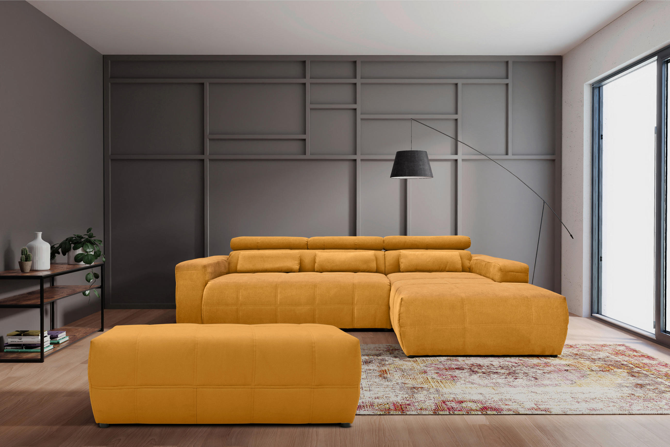 HOCKER Mikrofaser Orange  - Schwarz/Orange, Design, Kunststoff/Textil (150/60/40cm) - MID.YOU