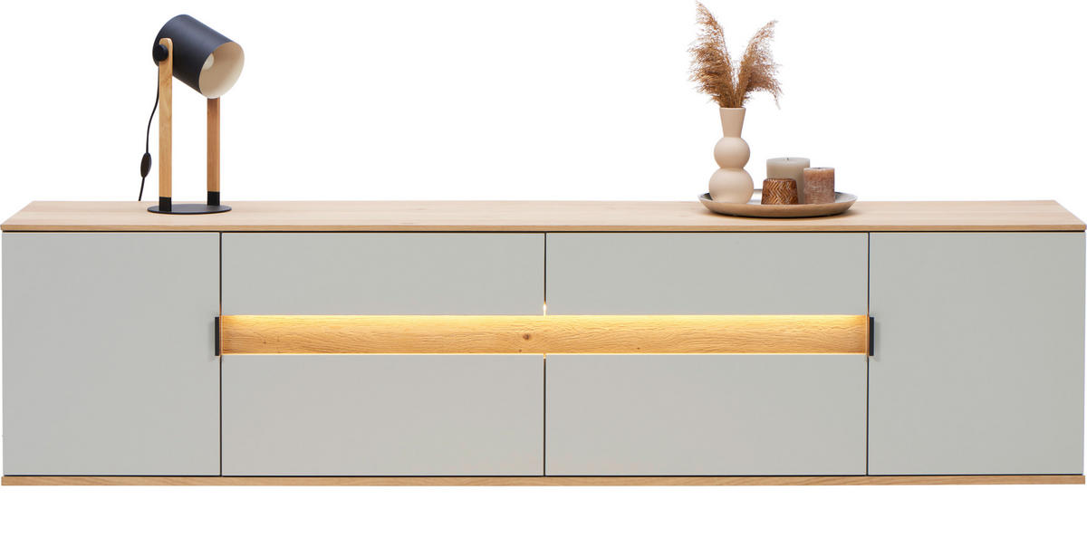 NÍZKA KOMODA, sukový dub, farba duba, svetlosivá, 225,6/54,2/48 cm - čierna/farba duba, Design, kov/drevo (225,6/54,2/48cm) - Dieter Knoll