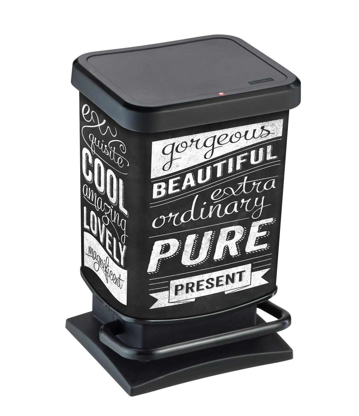 ABFALLEIMER 20 L  - Schwarz/Weiß, KONVENTIONELL, Kunststoff (29,3/26,6/45,7cm) - Rotho