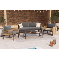 LOUNGEGARNITUR Eisen  - Anthrazit/Naturfarben, MODERN, Kunststoff/Textil (167/67/76cm) - Ambia Garden