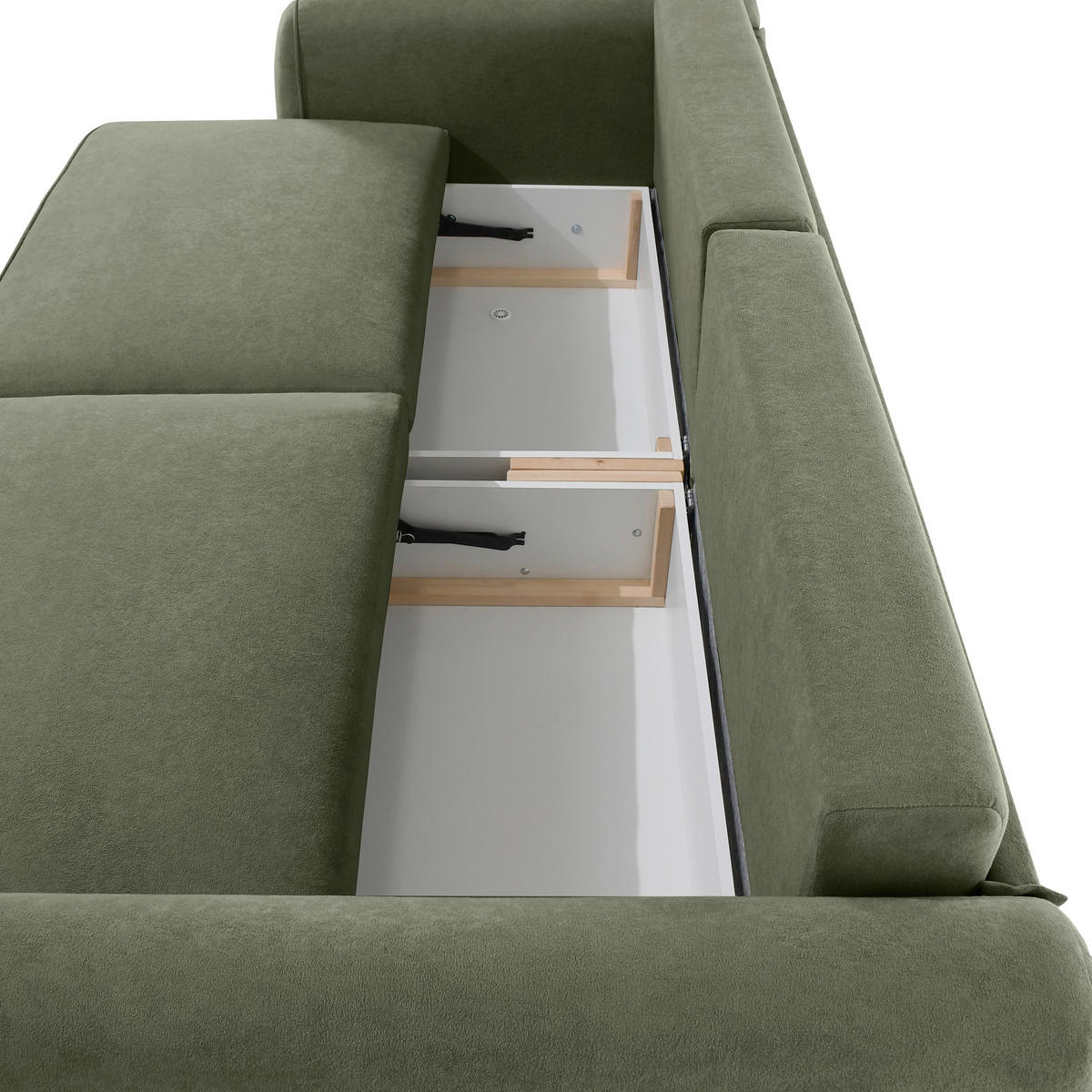 SCHLAFSOFA Chenille Grün  - Schwarz/Grün, Konventionell, Kunststoff/Textil (257/96/110cm) - Milino