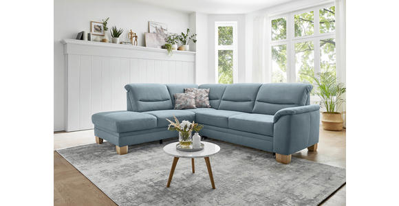 ECKSOFA Blau Mikrofaser - Wildeiche/Blau, KONVENTIONELL, Holz/Textil (224/254cm) - Carryhome