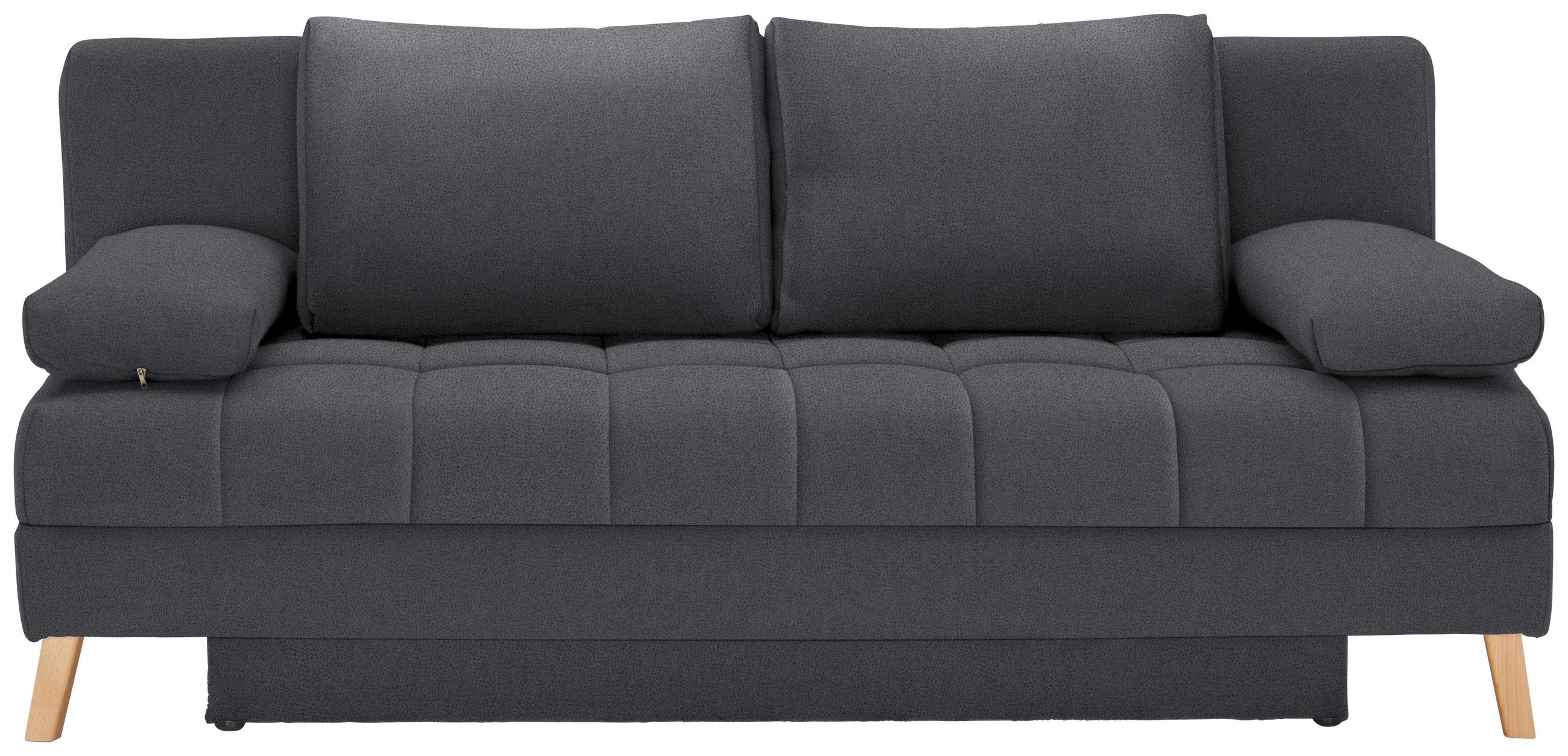 SCHLAFSOFA in Flachgewebe Dunkelgrau  - Dunkelgrau/Naturfarben, Konventionell, Holz/Textil (195/90/90cm) - Cantus