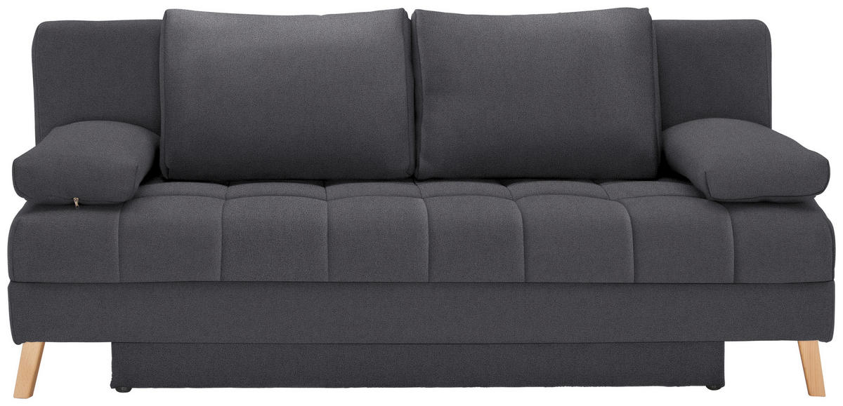 SCHLAFSOFA in Flachgewebe Dunkelgrau  - Dunkelgrau/Naturfarben, Konventionell, Holz/Textil (195/90/90cm) - Cantus