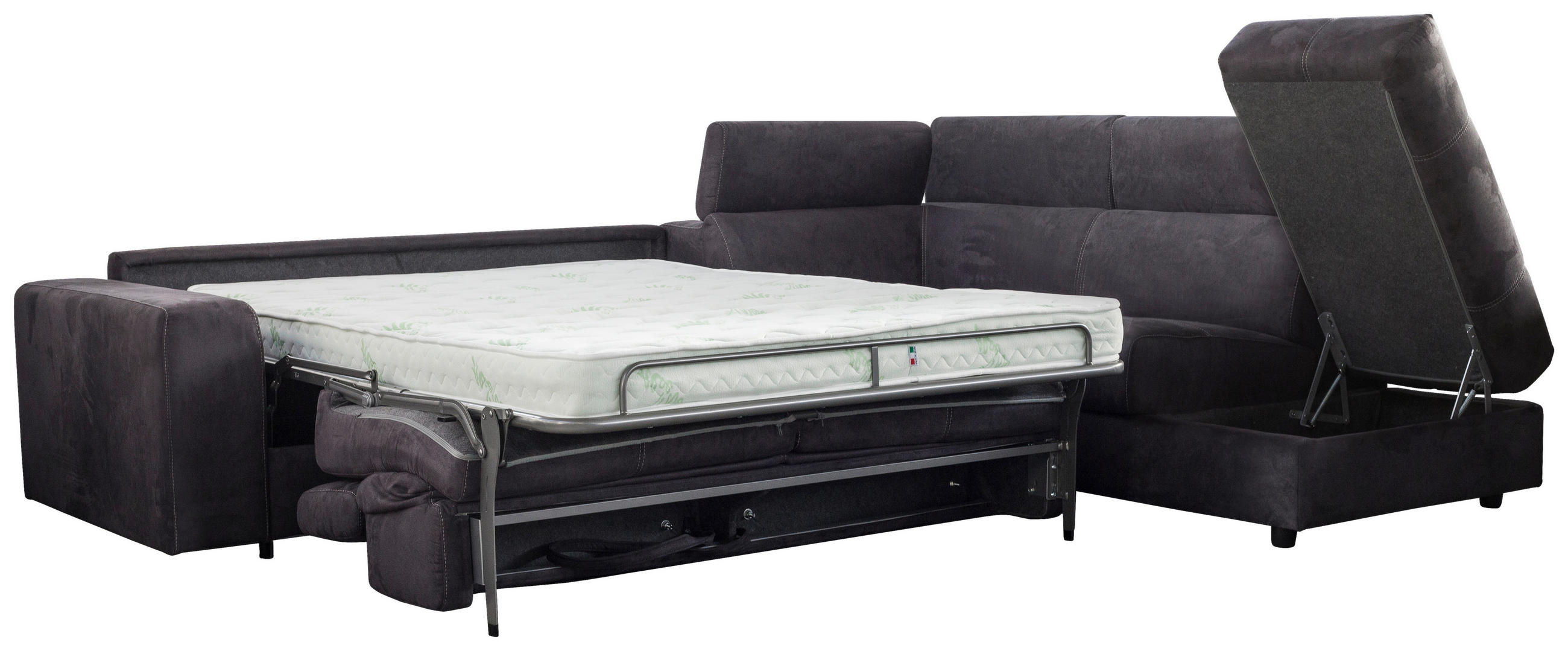 KUTNA GARNITURA tekstil antracit - bijela/crna, Moderno, tekstil/plastika (302/236cm) - Hom`in