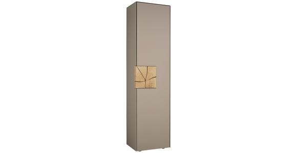 SCHRANK in mehrschichtige Massivholzplatte (Tischlerplatte), vollmassiv Kerneiche Eichefarben, Fango - Fango/Eichefarben, Natur, Glas/Holz (49,5/196/39cm) - Valnatura