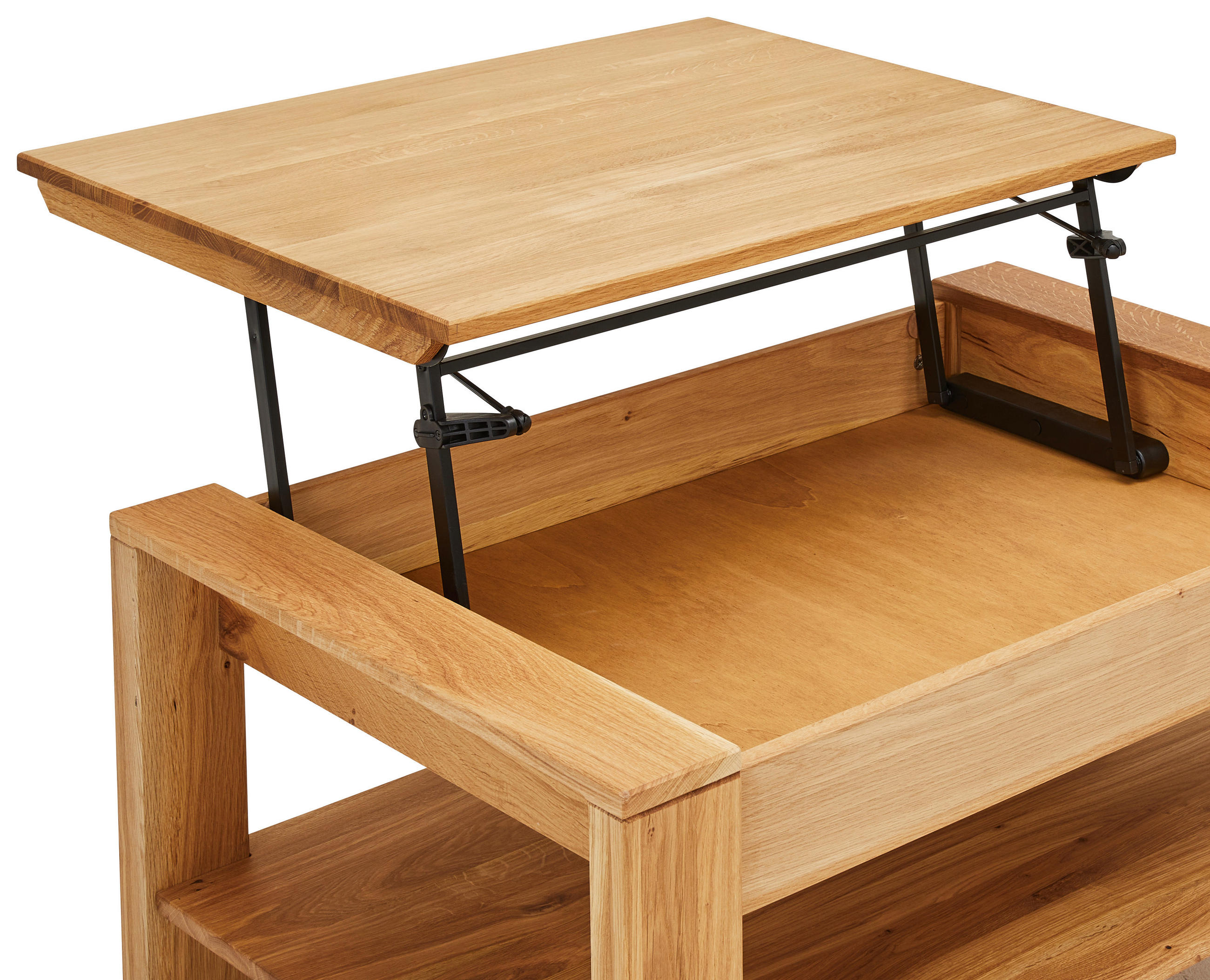 COUCHTISCH Eiche massiv 100/65/48-71 cm rechteckig Eichefarben  - Eichefarben, KONVENTIONELL, Holz (100/65/48-71cm) - Linea Natura