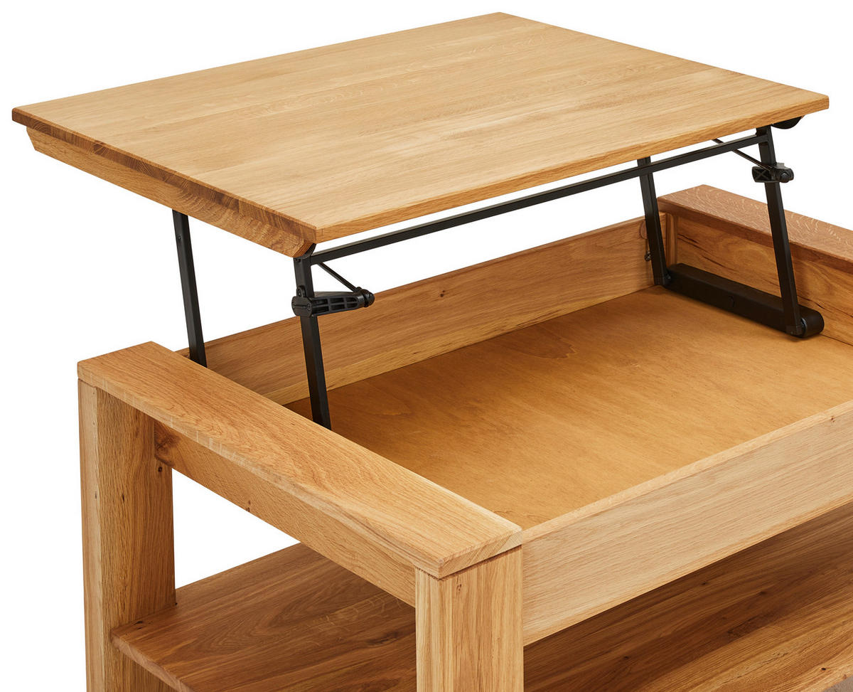 COUCHTISCH Eiche massiv 100/65/48-71 cm rechteckig Eichefarben  - Eichefarben, KONVENTIONELL, Holz (100/65/48-71cm) - Linea Natura