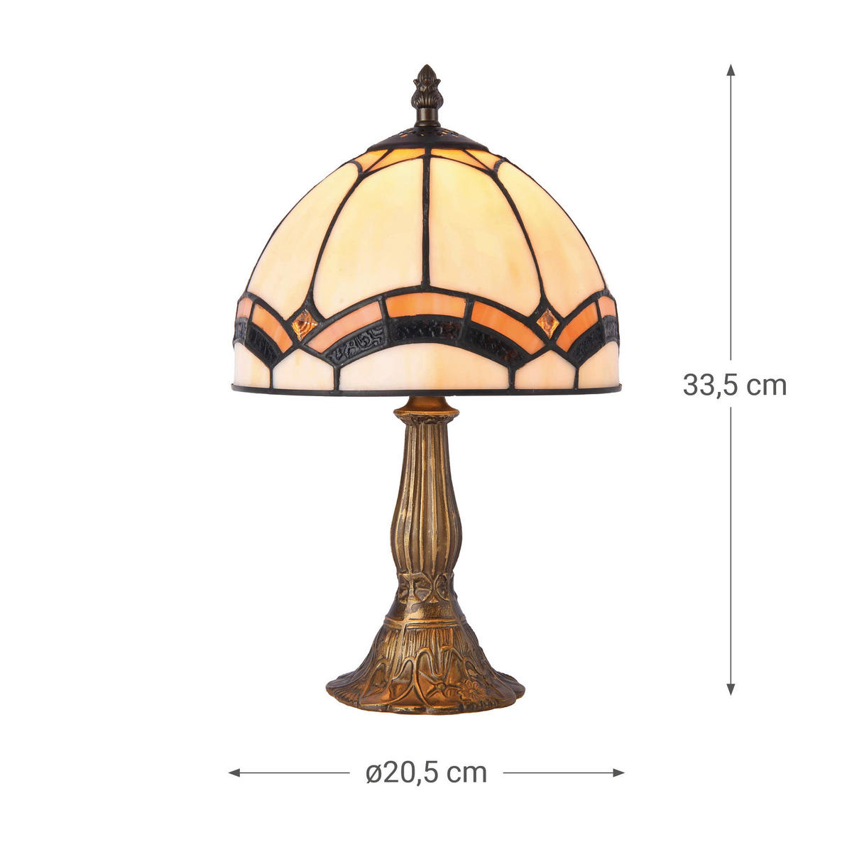 ASZTALI LÁMPA - barna/többszínű, Basics, Üveg/fém (20.5/33.5/20.5cm)