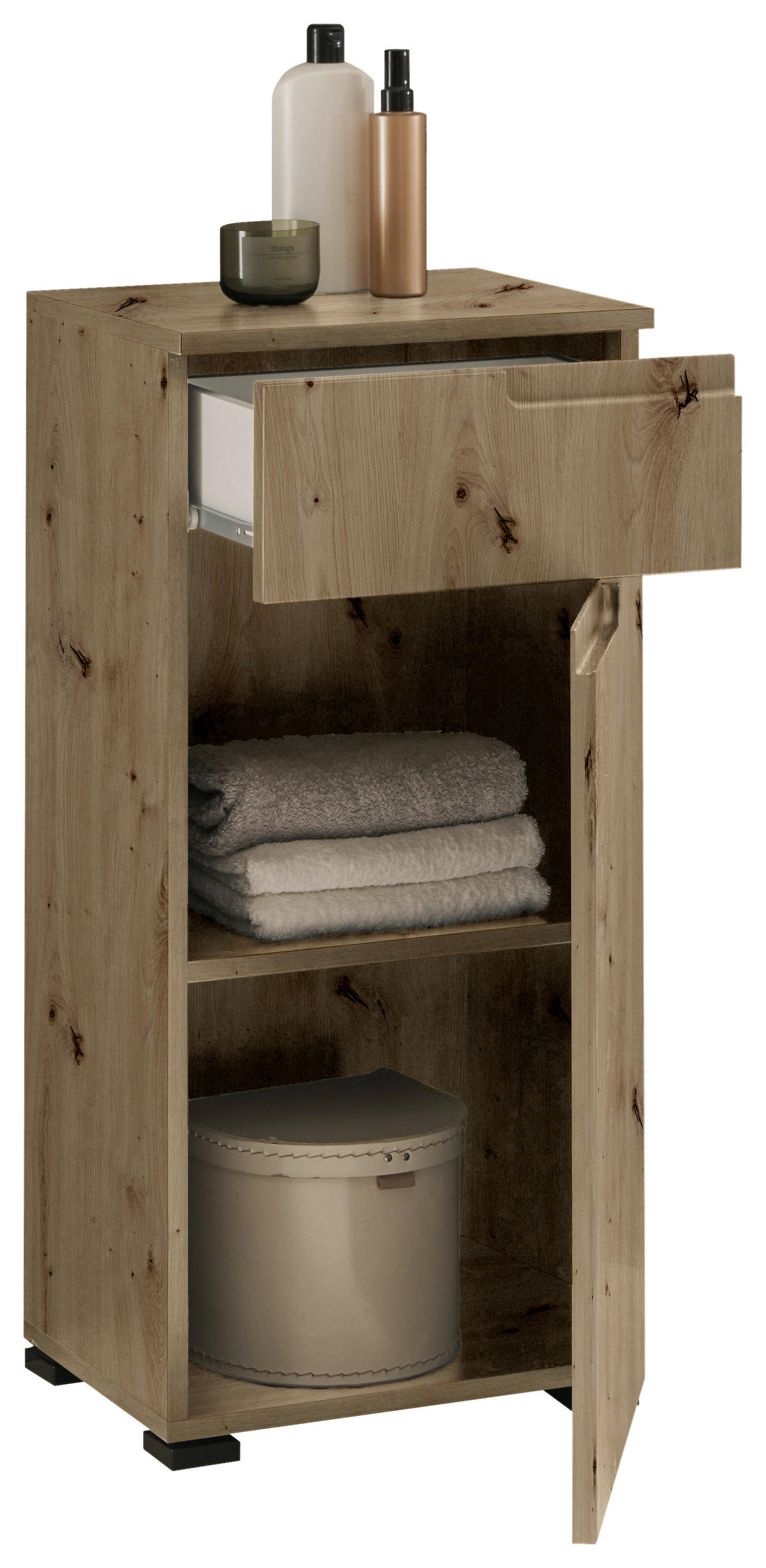 UNTERSCHRANK in   - Schwarz/Eiche Artisan, Modern, Holzwerkstoff/Kunststoff (40/85/32cm) - MID.YOU