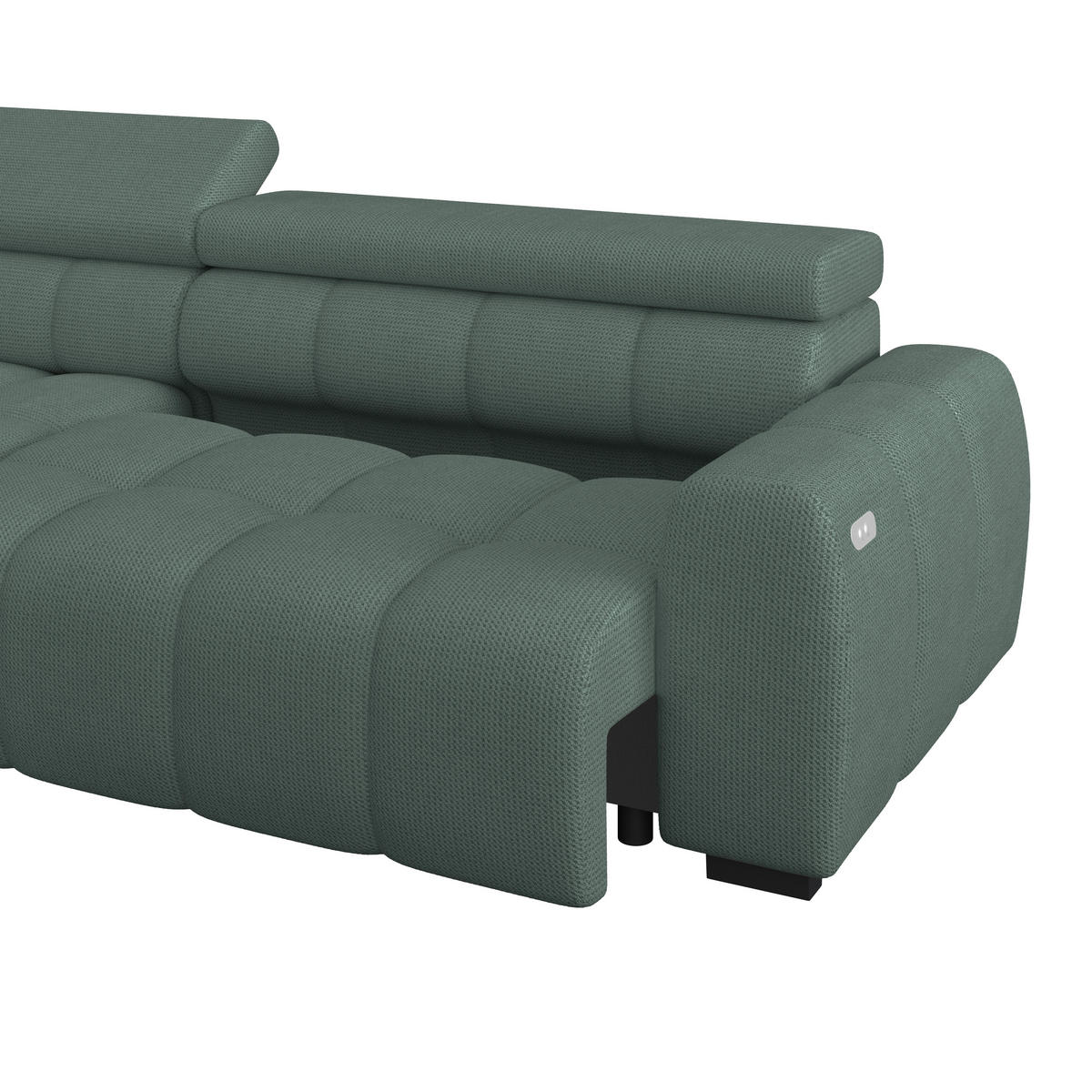 ECKSOFA Grün Webstoff  - Schwarz/Grün, Trend, Kunststoff/Textil (168/285cm) - Livetastic