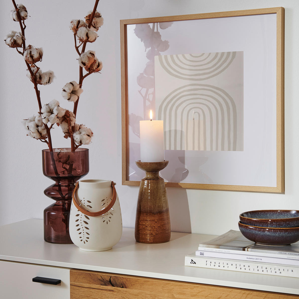 WINDLICHT - Weiss/Braun, Basics, Keramik (12/16cm) - Ambia Home