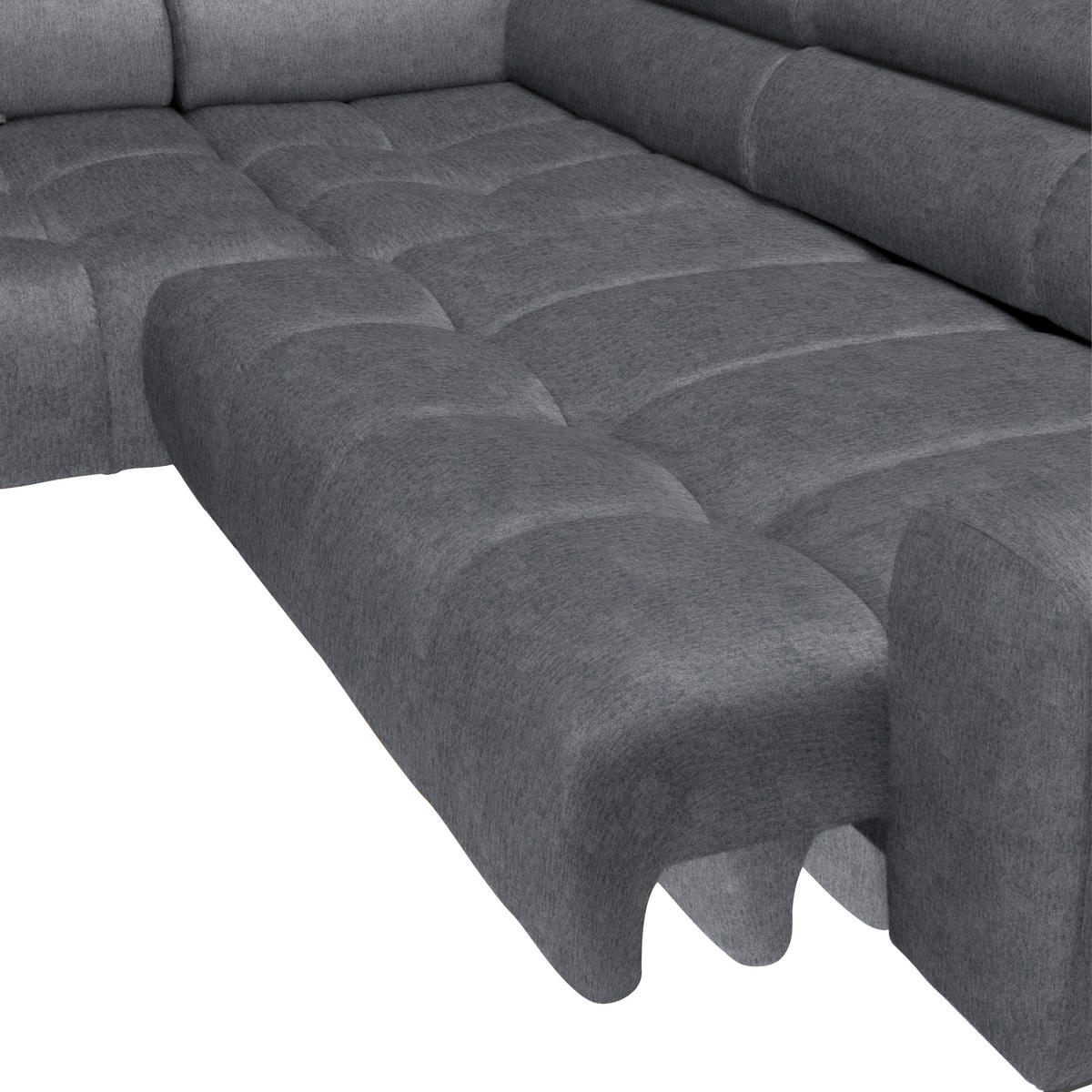 ECKSOFA Grau Samt, Webstoff  - Schwarz/Grau, Design, Textil/Metall (177/270cm) - Welnova