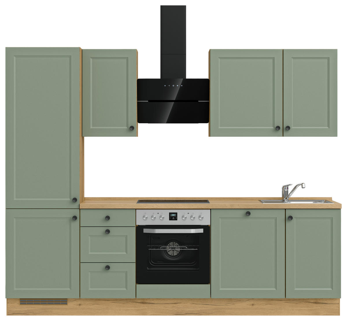 KÜCHENBLOCK 270 cm   in Eichefarben, Schilfgrün  - Schilfgrün/Eichefarben, MODERN, Holzwerkstoff/Metall (270cm) - Nobilia