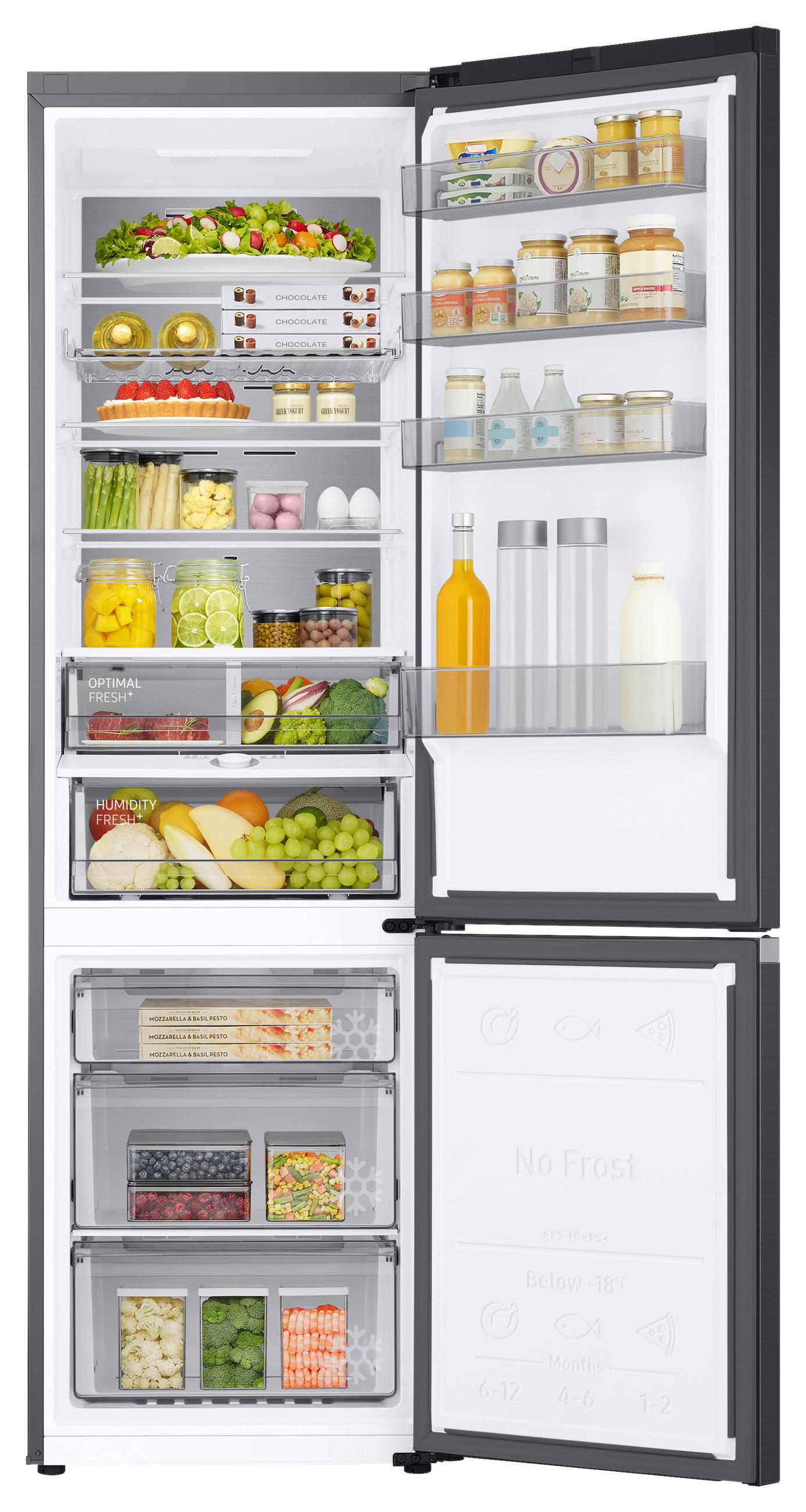 KÜHL-GEFRIER-KOMBINATION RB38C705CB1/EF  - Schwarz, Basics, Glas/Kunststoff (59,5/203/65,8cm) - Samsung
