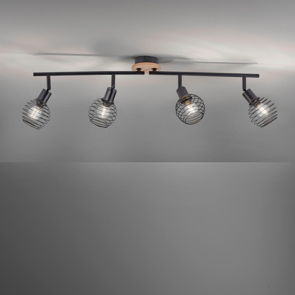 DECKENLEUCHTE Eugen 92/87/24 cm   - Schwarz, Natur, Holz/Kunststoff (92/87/24cm)