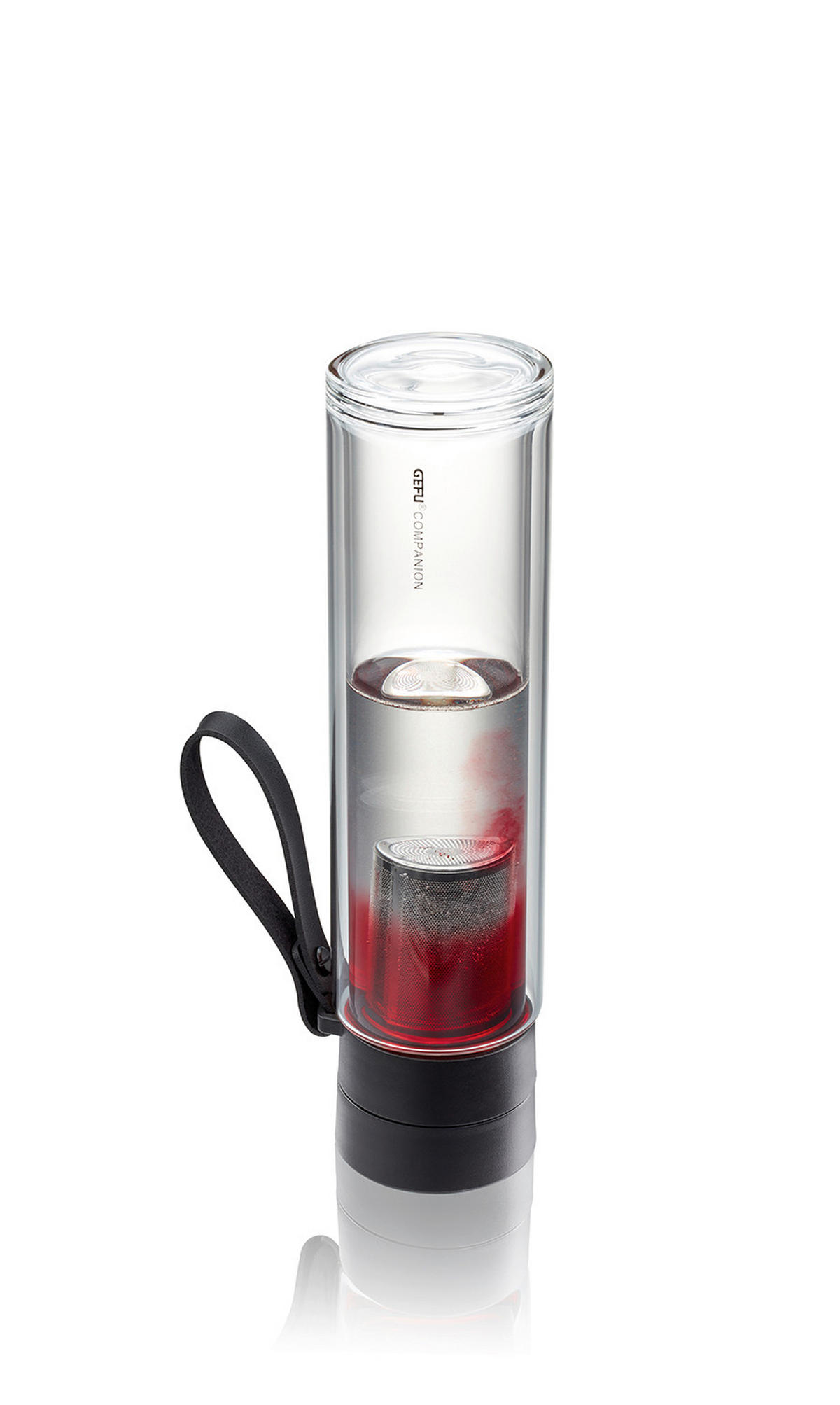 TRINKFLASCHE 0,450 L  - Edelstahlfarben/Schwarz, KONVENTIONELL, Glas/Textil (8/8/28cm) - Gefu