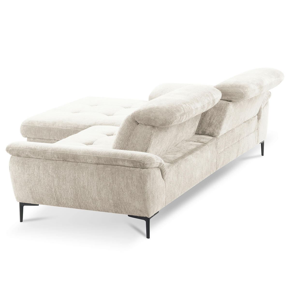 ECKSOFA  Webstoff Weiss  - Weiss/Schwarz, Design, Textil/Metall (195/268cm) - Livetastic