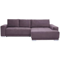 ECKSOFA inkl. Funktionen in Flachgewebe Rotbraun  - Rotbraun/Silberfarben, Design, Holz/Textil (293/195cm) - Cantus