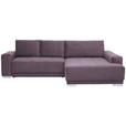 ECKSOFA inkl. Funktionen in Flachgewebe Rotbraun  - Rotbraun/Silberfarben, Design, Holz/Textil (293/195cm) - Cantus