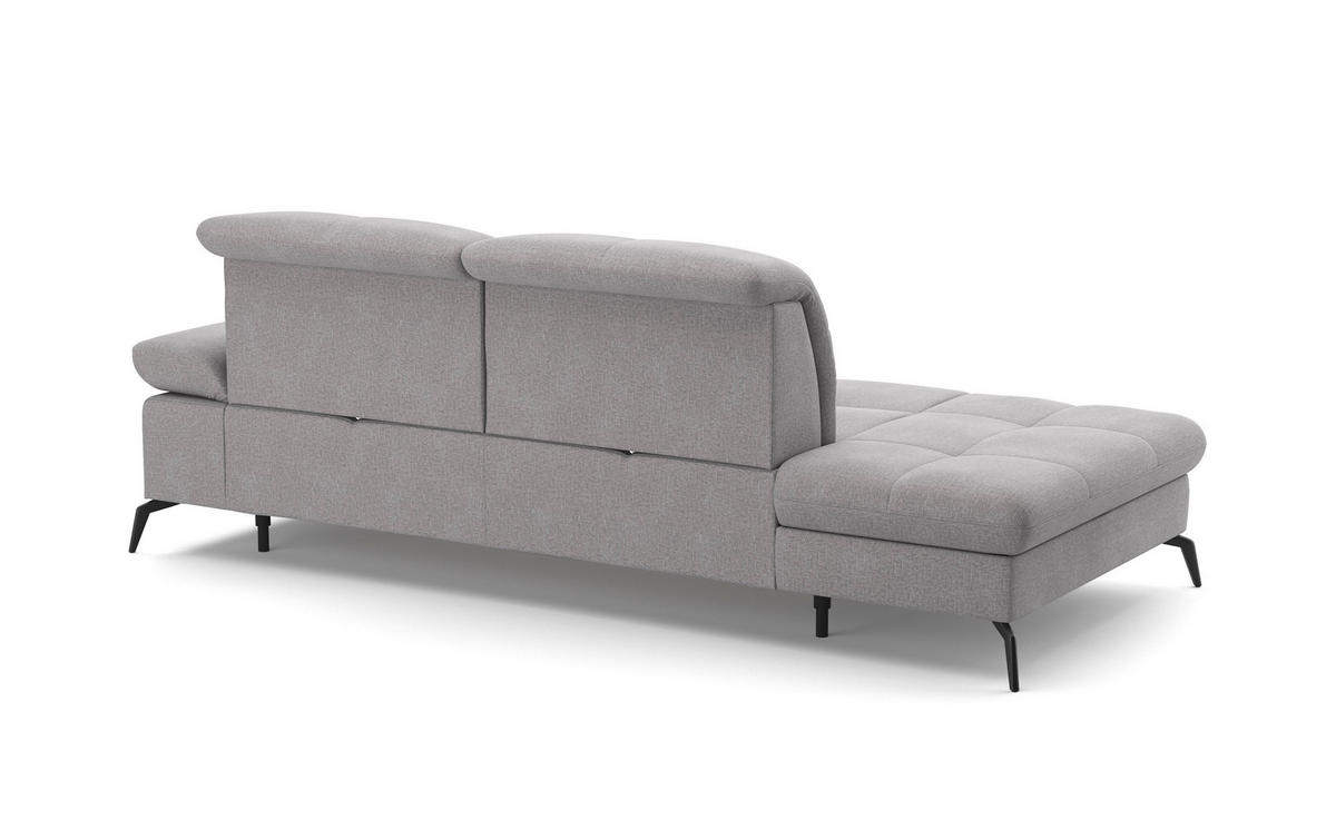 RÉCAMIERE in Flachgewebe Hellgrau  - Hellgrau/Schwarz, KONVENTIONELL, Textil/Metall (231/90/122cm) - Sit & More
