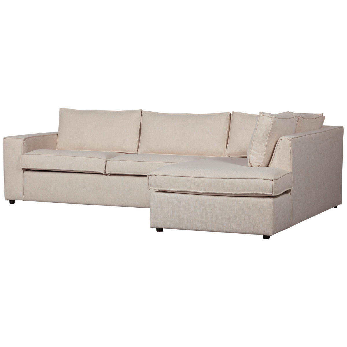 ECKSOFA in Webstoff Naturfarben  283/197 cm  - Schwarz/Naturfarben, Design, Holzwerkstoff/Kunststoff (283/197cm) - Livetastic