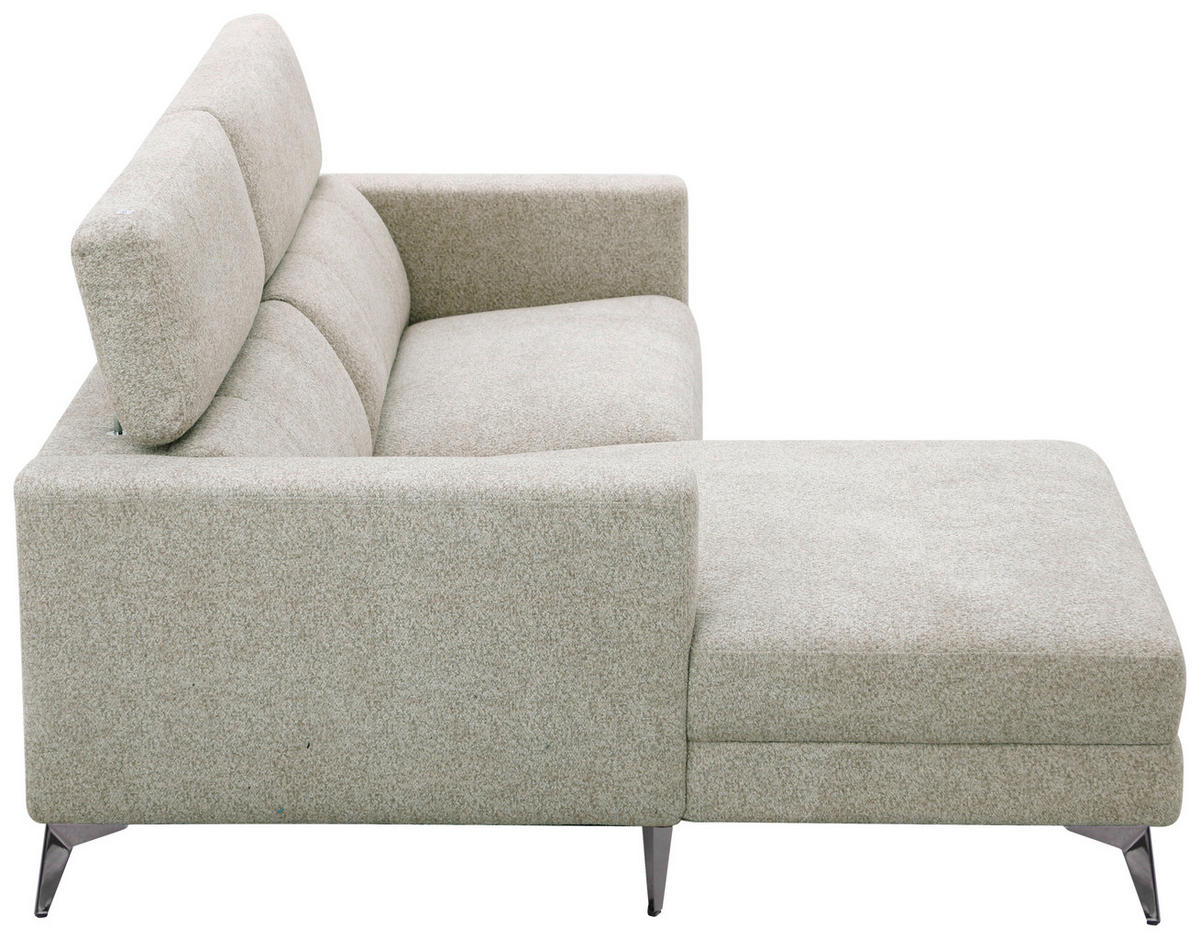 ECKSOFA Beigebraun Chenille  - Chromfarben/Beigebraun, Design, Textil/Metall (173/218cm) - Carryhome