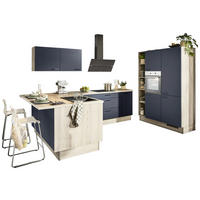ECKKÜCHE XO 21  in Blau, Tannenholzfarben  - Blau/Tannenholzfarben, Design, Holzwerkstoff/Metall (121,6/280/150cm) - Xora