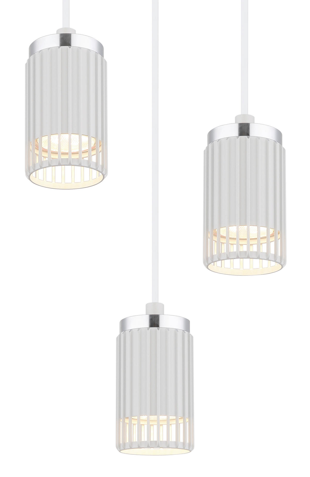HÄNGELEUCHTE KORBEN 21/115,5 cm   - Chromfarben/Weiß, Design, Kunststoff/Metall (21/115,5cm) - Globo