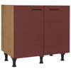 SPÜLENUNTERSCHRANK 90/87/56 cm  in Rot, Eichefarben  - Eichefarben/Rot, MODERN, Holzwerkstoff/Metall (90/87/56cm) - Nobilia