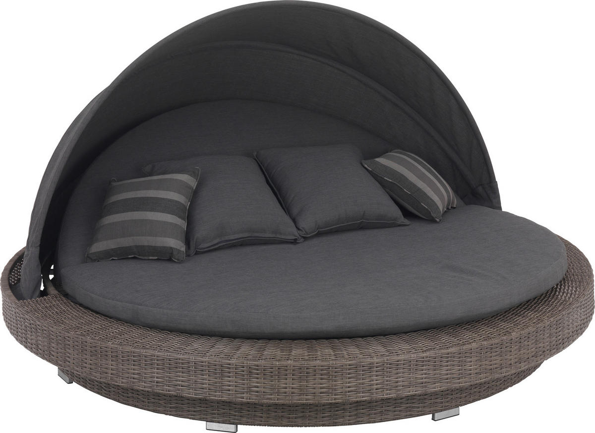 GARTENMUSCHEL 218/127/218 cm  - Grau, ROMANTIK / LANDHAUS, Kunststoff/Textil (218/127/218cm) - Amatio