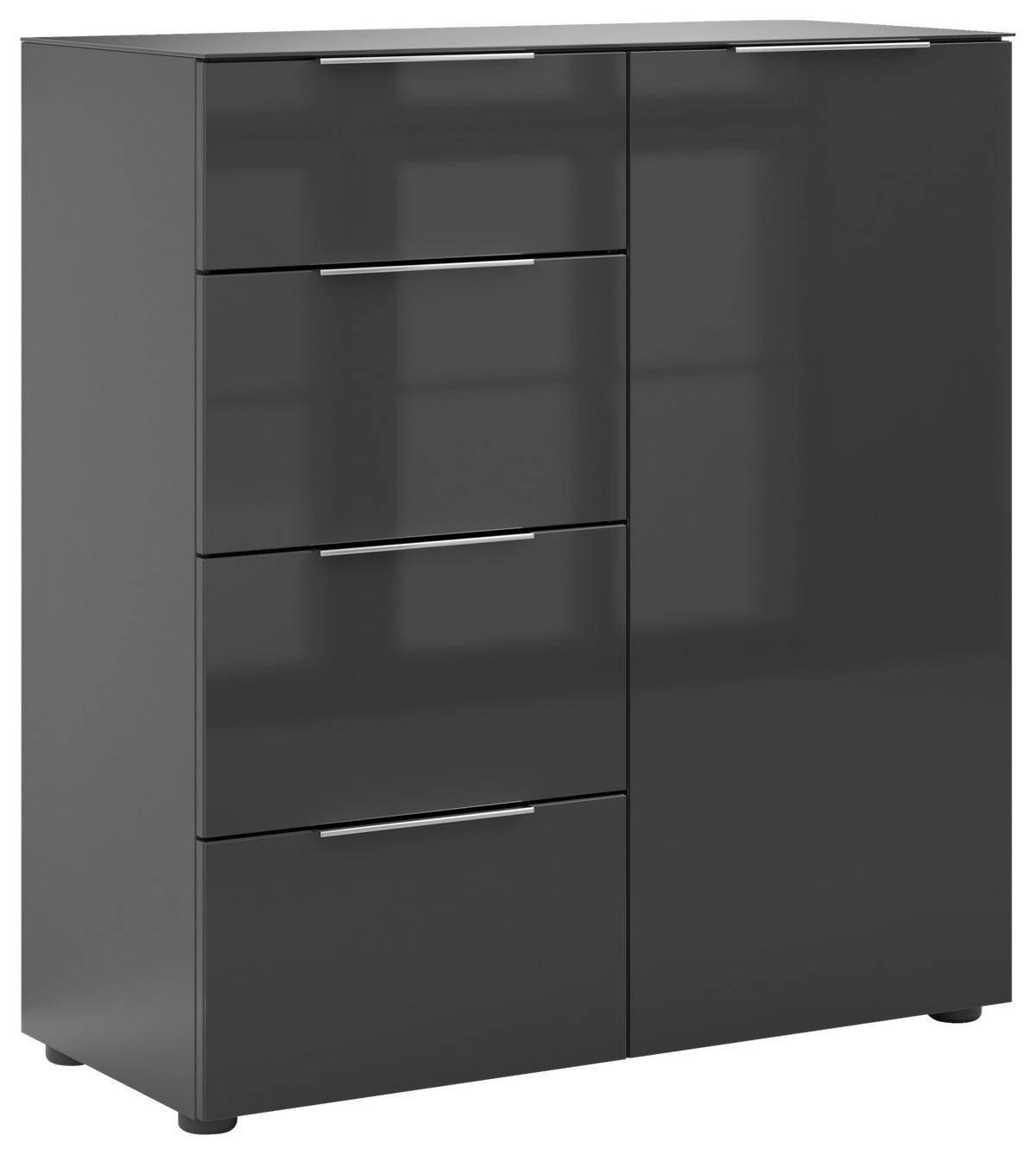 KOMMODE Style  in 90/99/40 cm  - Chromfarben/Anthrazit, Basics, Glas/Holzwerkstoff (90/99/40cm)