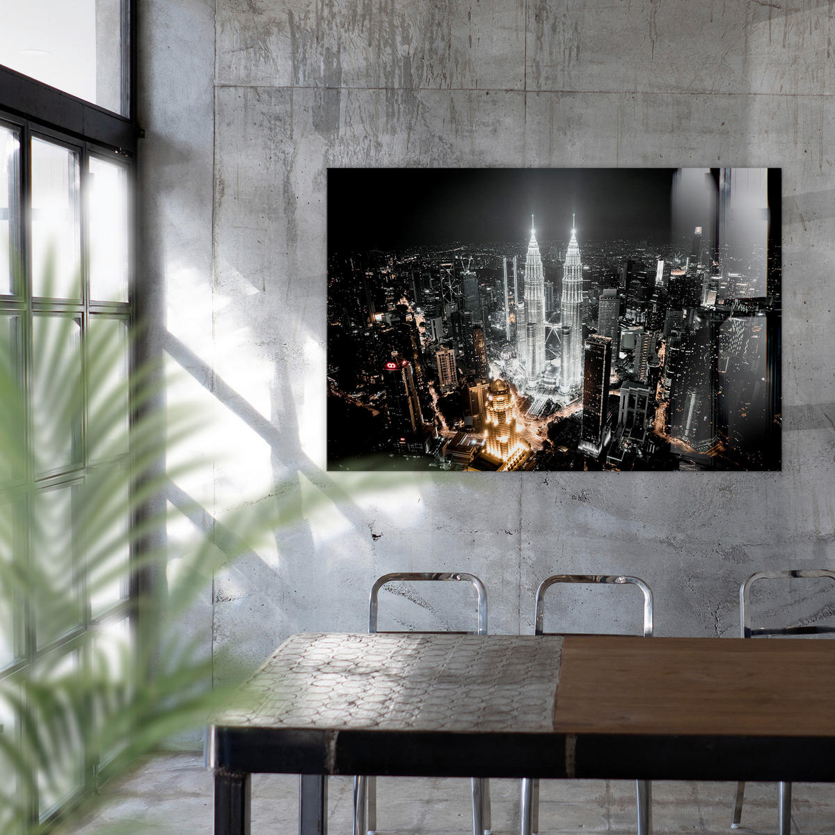 GLASBILD Städte 70/100 cm  - Goldfarben/Schwarz, Basics, Glas/Papier (70/100cm)