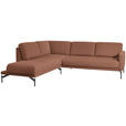 ECKSOFA in Flachgewebe Rostfarben  - Rostfarben/Anthrazit, Design, Textil/Metall (230/254cm) - Ambiente