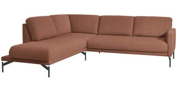 ECKSOFA in Flachgewebe Rostfarben  - Rostfarben/Anthrazit, Design, Textil/Metall (230/254cm) - Ambiente