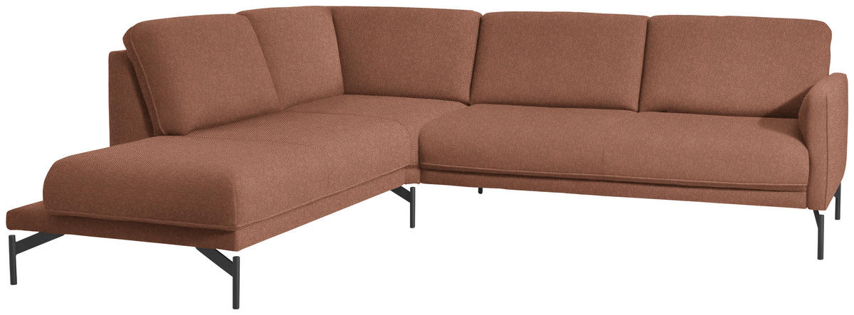 ECKSOFA in Flachgewebe Rostfarben  - Rostfarben/Anthrazit, Design, Textil/Metall (230/254cm) - Johann Jakob