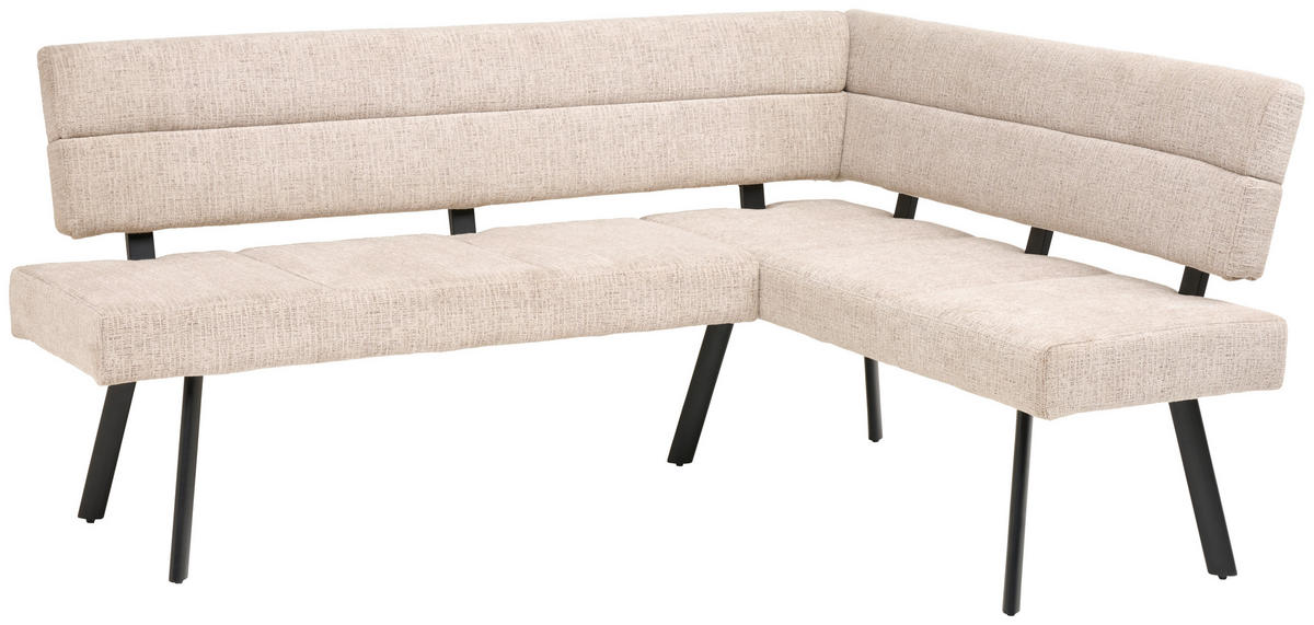 ECKBANK 190/150 cm Webstoff Beige   - Beige/Schwarz, KONVENTIONELL, Textil/Metall (190/150cm) - MID.YOU