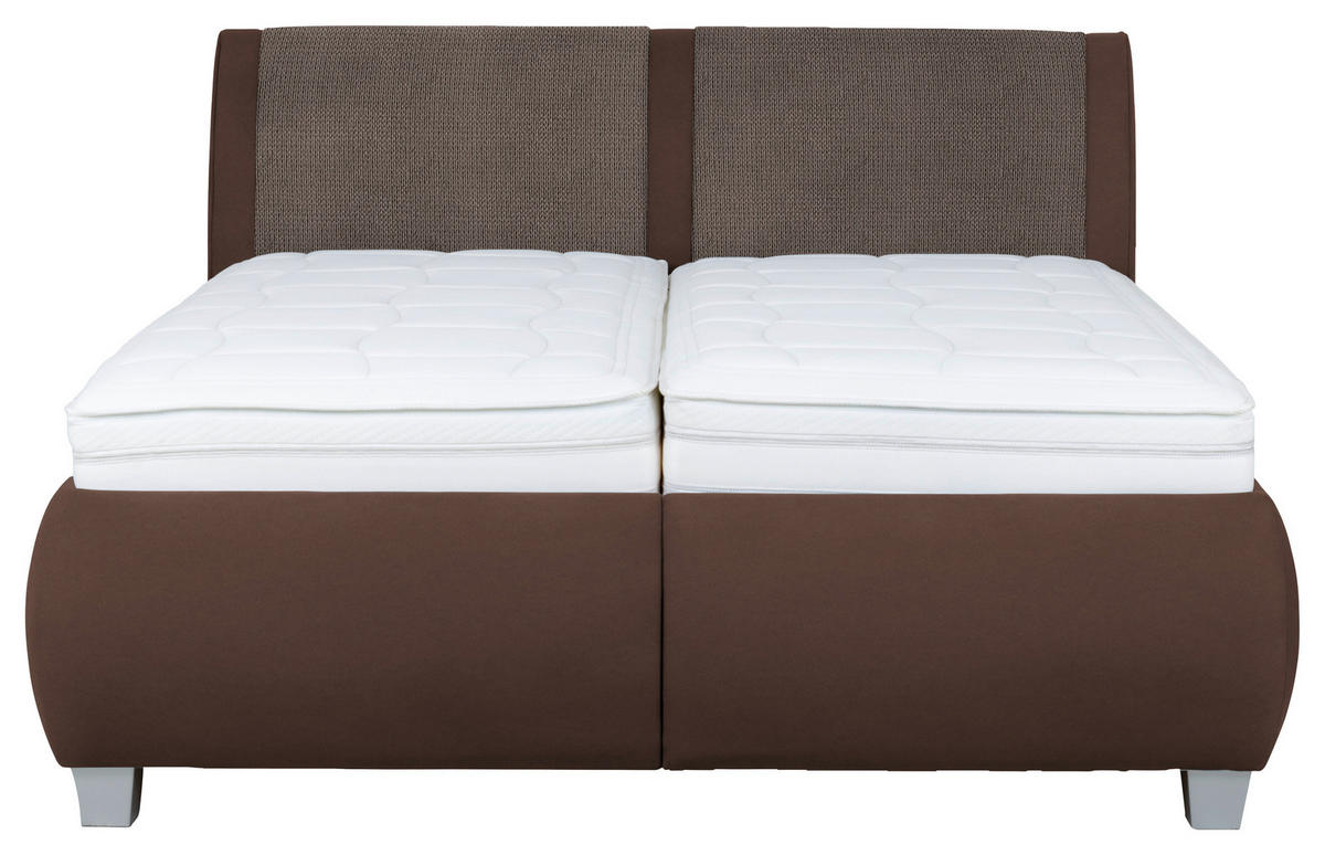 POLSTERBETT 180/200 cm  in Braun  - Weiss/Silberfarben, Design, Holzwerkstoff/Kunststoff (180/200cm) - Beldomo - Sleep