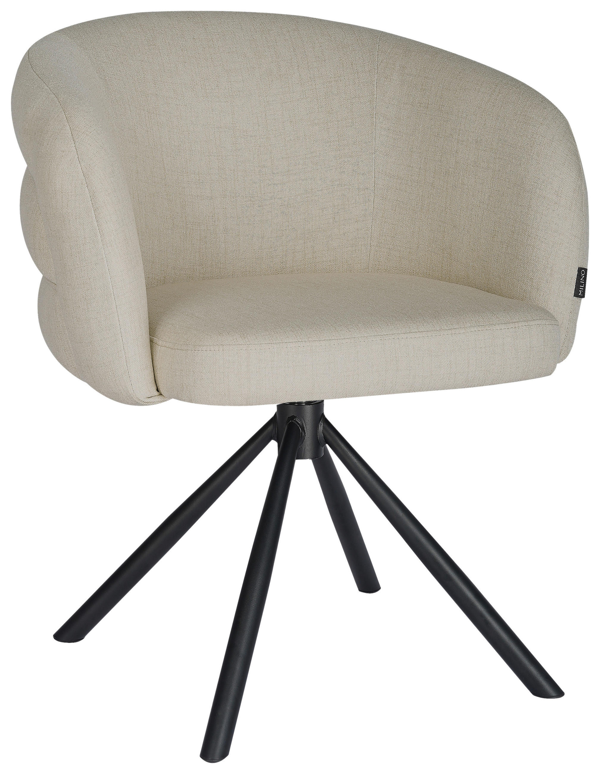 ARMLEHNSTUHL  Sitzfläche 360° drehbar, automatische Rückholfunktion Webstoff  Schwarz, Beige  - Beige/Schwarz, Design, Textil/Metall (64,5/79/64cm) - Milino