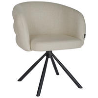 ARMLEHNSTUHL  Sitzfläche 360° drehbar, automatische Rückholfunktion Webstoff  Schwarz, Beige  - Beige/Schwarz, Design, Textil/Metall (64,5/79/64cm) - Milino