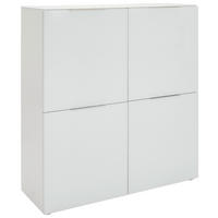 HIGHBOARD  in 110/117/40,5 cm  - Weiß Hochglanz/Alufarben, Design, Glas/Holzwerkstoff (110/117/40,5cm) - Voleo