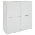 HIGHBOARD  in 110/117/40 cm  - Weiß Hochglanz/Alufarben, Design, Glas/Holzwerkstoff (110/117/40cm) - Voleo